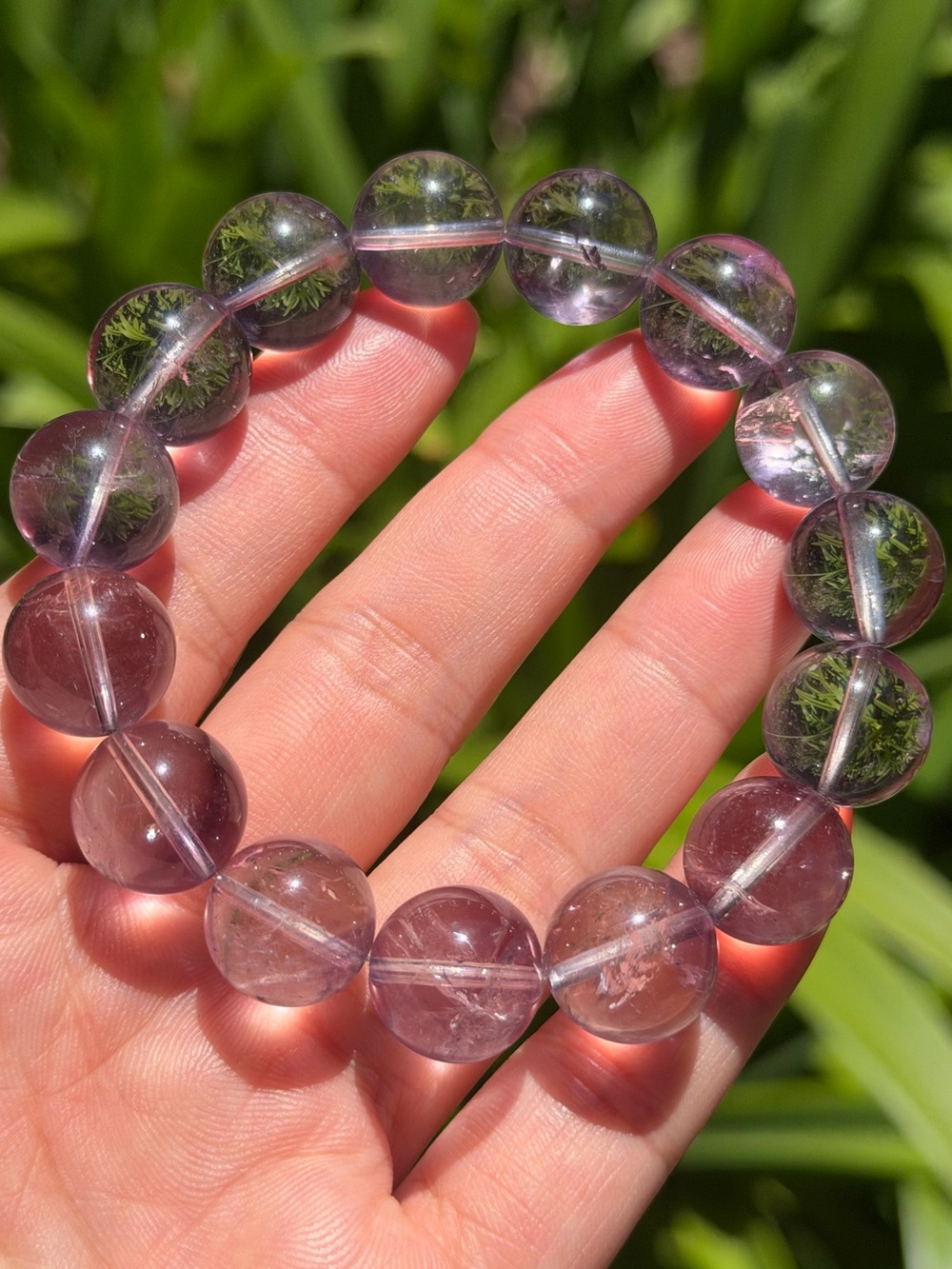 14mm stretchable clear purple amethyst bracelet 1594